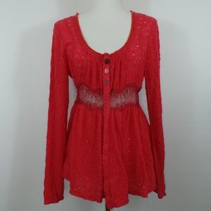 FREE PEOPLE Lace Long Sleeve Shirt
